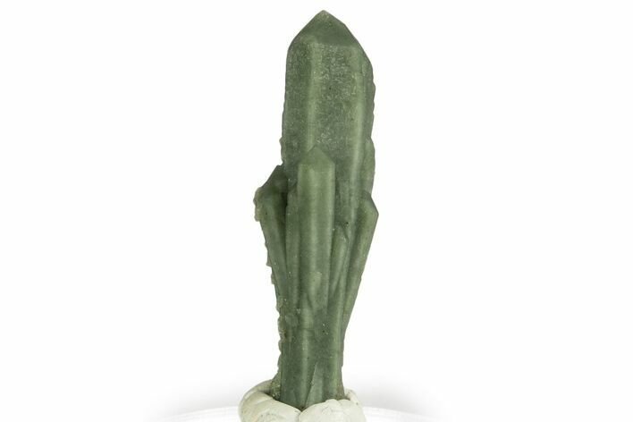 Green Hedenbergite Included Quartz Cluster - Mongolia #331870